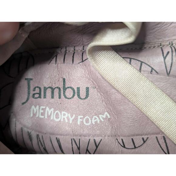 JAMBU KETTLE TOO PINK & GRAY FLORAL PRINT LEATHER ELASTIC BALLET FLATS SIZE 6.5 - Picture 8 of 10